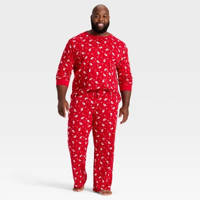 Men's Santa Print Ribbed Holiday Matching Family Pajama Pants - Wondershop™ Red 4 Men's Santa Print Ribbed Holiday Matching Family Pajama Pants - Wondershop™ Red - Image 2