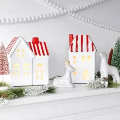 5.25" Christmas Lit White Ceramic House - Wondershop™