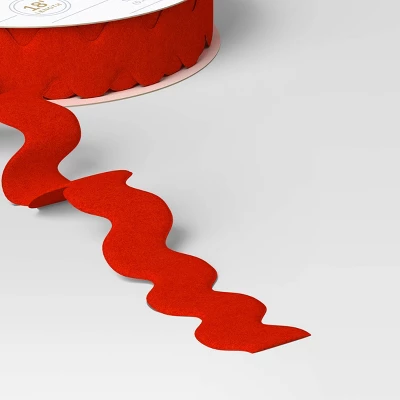 18' Christmas Fabric Ribbon Red Ric Rac - Wondershop™ 4 18' Christmas Fabric Ribbon Red Ric Rac - Wondershop™ - Image 2