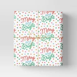 30" 50 Sq Ft Christmas Roll Wrap Merry And Bright On White - Wondershop™