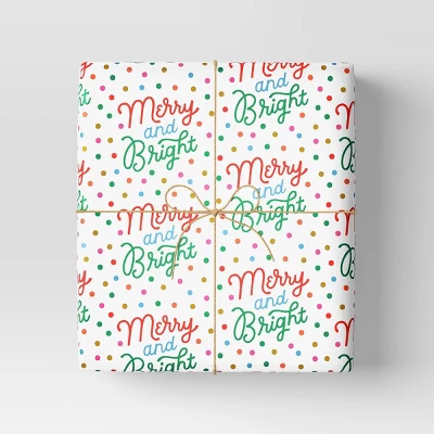 30" 50 Sq Ft Christmas Roll Wrap Merry And Bright On White - Wondershop™ 3 30" 50 Sq Ft Christmas Roll Wrap Merry And Bright On White - Wondershop™