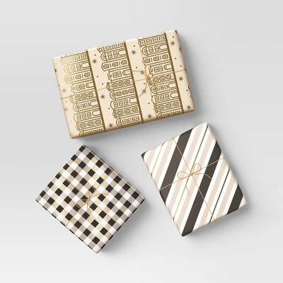 30" 3pk Christmas Premium Wrap Pack Neutral Metallics - Wondershop™ 3 30" 3pk Christmas Premium Wrap Pack Neutral Metallics - Wondershop™