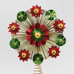12" Unlit Gold Tinsel Burst With Red And Green Foil Bursts Christmas Treetop With Coil - Wondershop™ -Christmas Decorations Shop GUEST be457f3f a046 4159 b9fc c9fa37985c0d