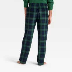 Men's Plaid Microfleece Holiday Matching Family Pajama Pants - Wondershop™ Navy Blue