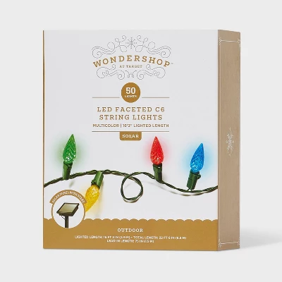 50ct Solar LED Faceted Christmas Indoor Outdoor String Lights With Green Wire - Wondershop™ 6 50ct Solar LED Faceted Christmas Indoor Outdoor String Lights With Green Wire - Wondershop™ - Image 4