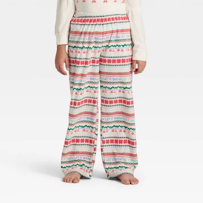 Kids' "Let It Snow" Fair Isle Microfleece Holiday Matching Family Pajama Pants - Wondershop™ Cream 3 Kids' "Let It Snow" Fair Isle Microfleece Holiday Matching Family Pajama Pants - Wondershop™ Cream