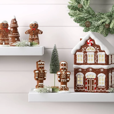 Christmas Ceramic Gingerbread House Decor Tall House - Wondershop™ 3 Christmas Ceramic Gingerbread House Decor Tall House - Wondershop™