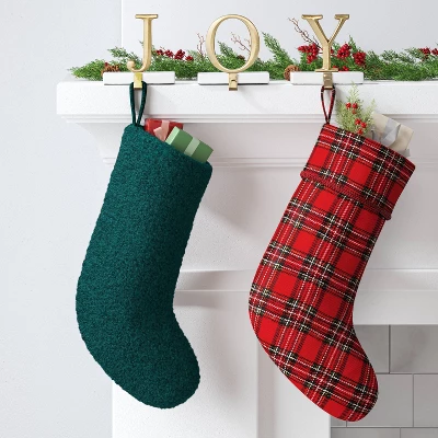 21" Christmas Woolen Yarn Dyed Fabric Stocking Red/Green Plaid - Wondershop™ 2 21" Christmas Woolen Yarn Dyed Fabric Stocking Red/Green Plaid - Wondershop™