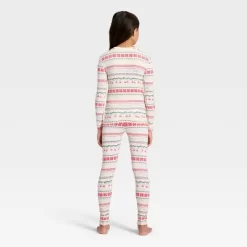 Kids' "Let It Snow" Fair Isle Cozy Knit Long Sleeve Shirt And Pants Holiday Matching Family Pajama Set - Wondershop™ Cream