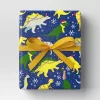30” 125 Sq Ft Christmas Roll Wrap Dinosaurs On Blue - Wondershop™