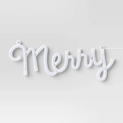 LED Battery Operated Christmas Neon Merry Hangable Sign Red - Wondershop™ 4 LED Battery Operated Christmas Neon Merry Hangable Sign Red - Wondershop™ - Image 2