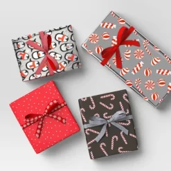 7ct 70' Christmas Fabric Ribbon Red/Black/Silver/White - Wondershop™