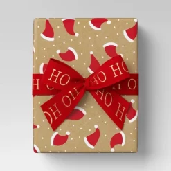 30' Christmas Fabric Ribbon Red Glitter Ho Ho Ho On Satin - Wondershop™