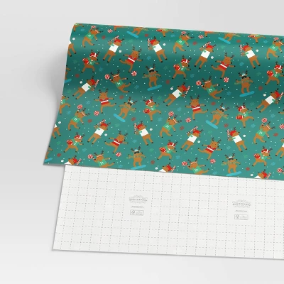 30" 50 Sq Ft Christmas Roll Wrap Reindeer Games On Green - Wondershop™ 4 30" 50 Sq Ft Christmas Roll Wrap Reindeer Games On Green - Wondershop™ - Image 2