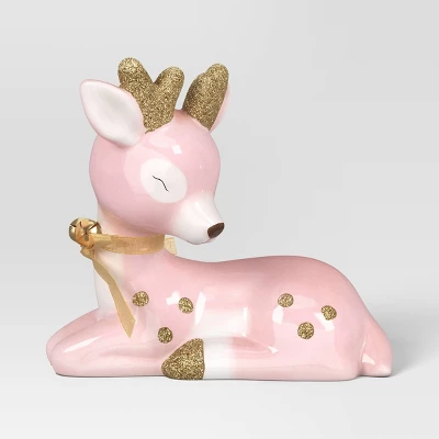 Christmas Ceramic Sitting Deer Décor Pink - Wondershop™ 4 Christmas Ceramic Sitting Deer Décor Pink - Wondershop™ - Image 2