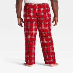 Men's Plaid Microfleece Holiday Matching Family Pajama Pants - Wondershop™ Red