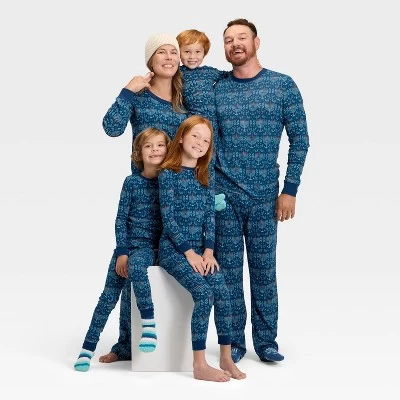 Kids' Hanukkah Ribbed Long Sleeve Shirt And Pants Holiday Matching Family Pajama Set - Wondershop™ Blue 6 Kids' Hanukkah Ribbed Long Sleeve Shirt And Pants Holiday Matching Family Pajama Set - Wondershop™ Blue - Image 4