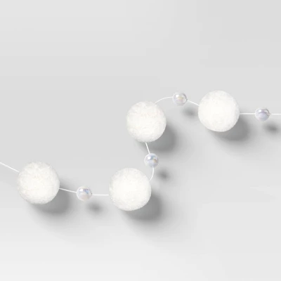 6' Christmas Pom Pom And Bead Garland White - Wondershop™ 4 6' Christmas Pom Pom And Bead Garland White - Wondershop™ - Image 2