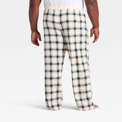 Men's Plaid Ribbed Holiday Matching Family Pajama Pants - Wondershop™ Cream 3 Men's Plaid Ribbed Holiday Matching Family Pajama Pants - Wondershop™ Cream